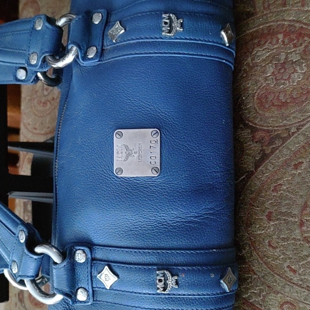 MCM papillon blue pebbled leather bag. 01709 MSRP$999 EUC - Picture 2 of 16